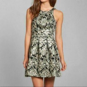 Abercrombie Gold Jacquard Floral Print Dress